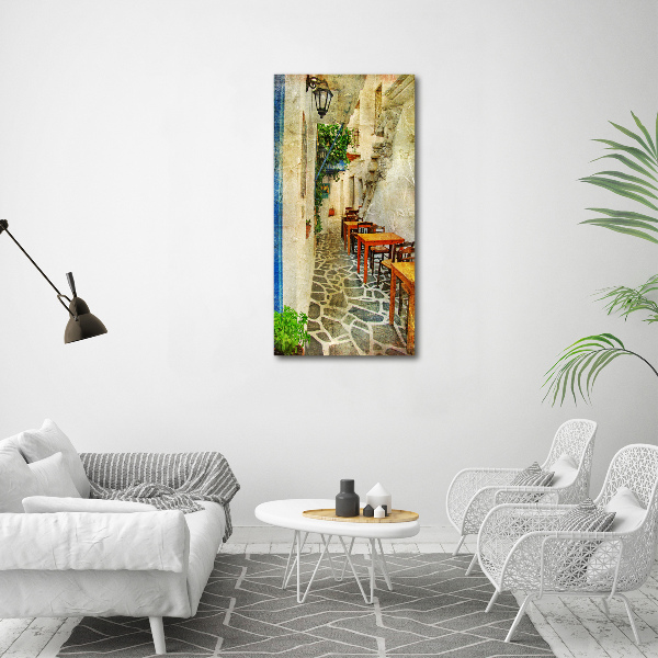 Modernes Acrylbild vertikal Griechische Tavernen