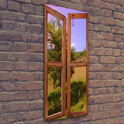 Modernes Acrylbild vertikal Die Landschaft draußen vor dem Fenster