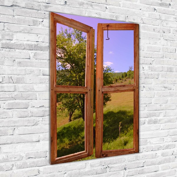 Modernes Acrylbild vertikal Die Landschaft draußen vor dem Fenster