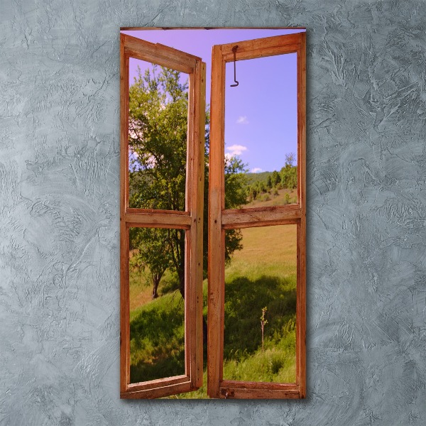 Modernes Acrylbild vertikal Die Landschaft draußen vor dem Fenster