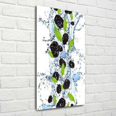 Acrylbild vertikal Brombeeren und Wasser