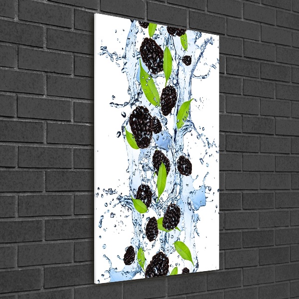 Acrylbild vertikal Brombeeren und Wasser