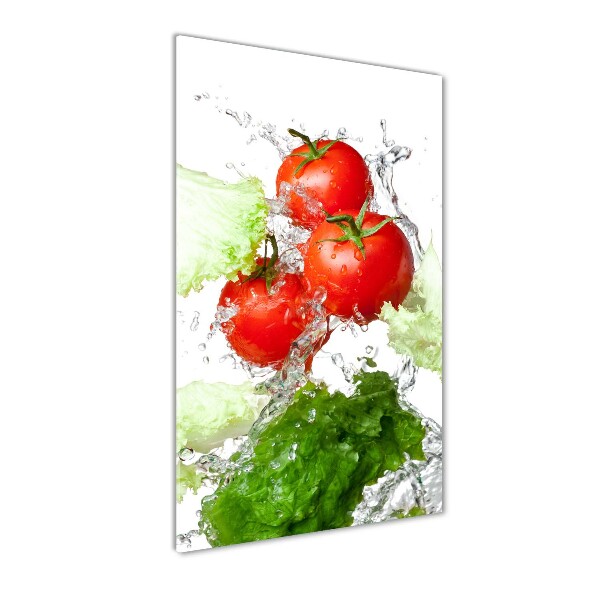 Modernes Acrylbild vertikal Tomaten und Salat