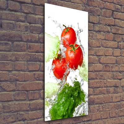 Modernes Acrylbild vertikal Tomaten und Salat