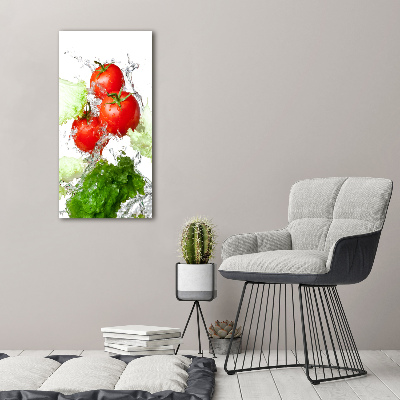 Modernes Acrylbild vertikal Tomaten und Salat