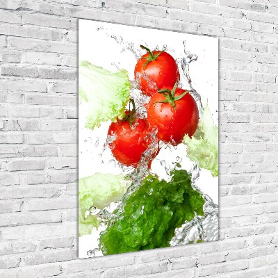 Modernes Acrylbild vertikal Tomaten und Salat