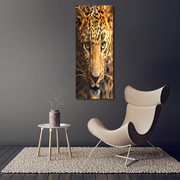 Modernes Acrylbild vertikal Leopard