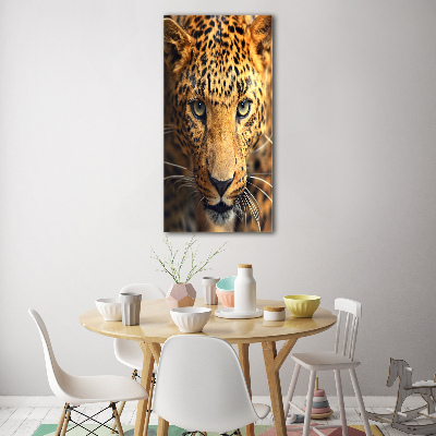 Modernes Acrylbild vertikal Leopard