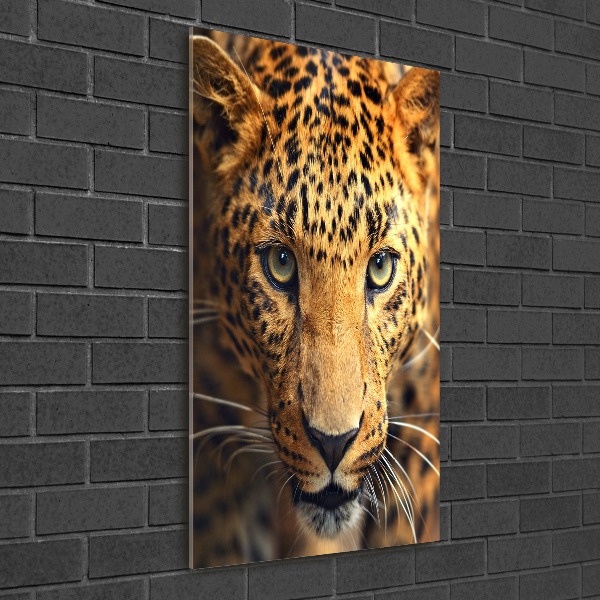 Modernes Acrylbild vertikal Leopard