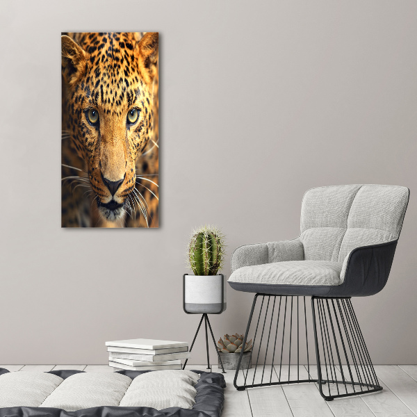 Modernes Acrylbild vertikal Leopard