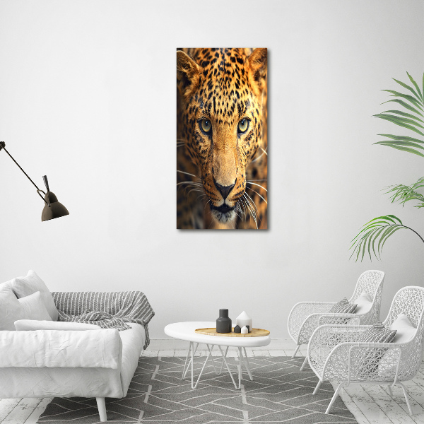 Modernes Acrylbild vertikal Leopard