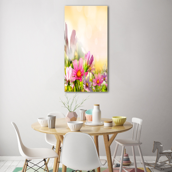 Modernes Acrylbild vertikal Wildblumen