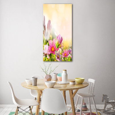 Modernes Acrylbild vertikal Wildblumen