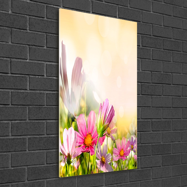 Modernes Acrylbild vertikal Wildblumen