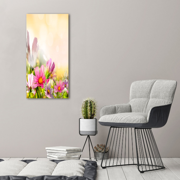 Modernes Acrylbild vertikal Wildblumen
