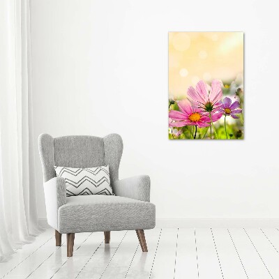 Modernes Acrylbild vertikal Wildblumen