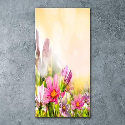Modernes Acrylbild vertikal Wildblumen