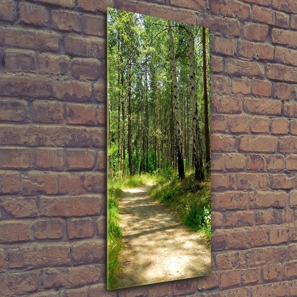 Modernes Acrylbild vertikal Birkenwald