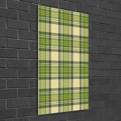 Modernes Acrylbild vertikal Grün kariert