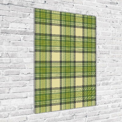 Modernes Acrylbild vertikal Grün kariert