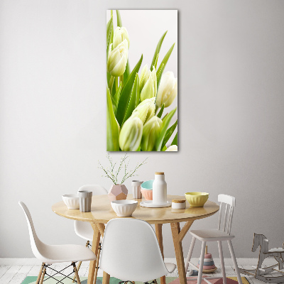 Bild auf Acrylglas vertikal Weiße Tulpen