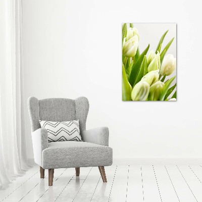 Bild auf Acrylglas vertikal Weiße Tulpen