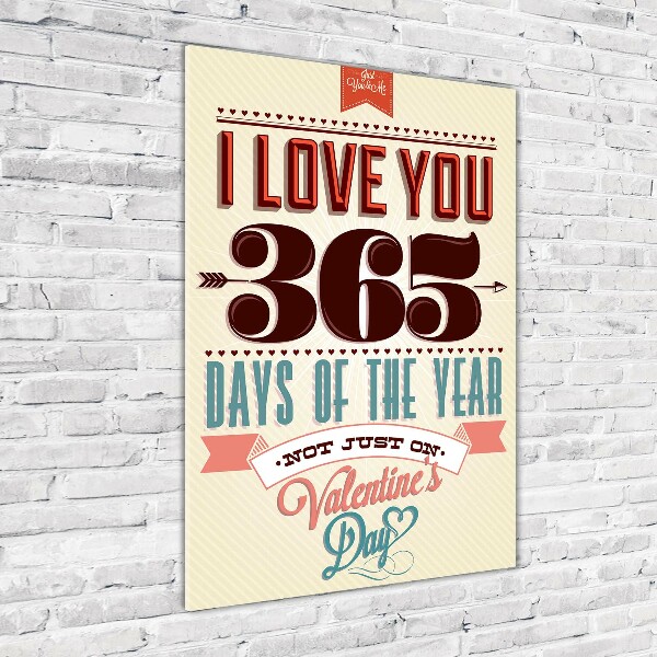 Modernes Acrylbild vertikal Valentinstag