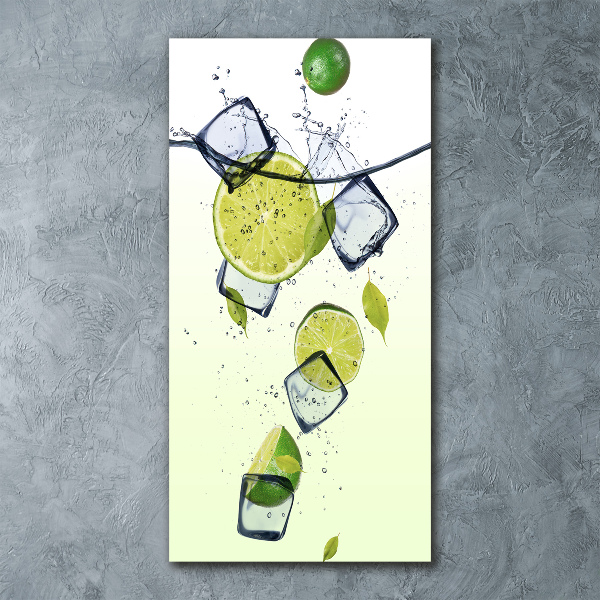 Modernes Acrylbild vertikal Limetten und Eis