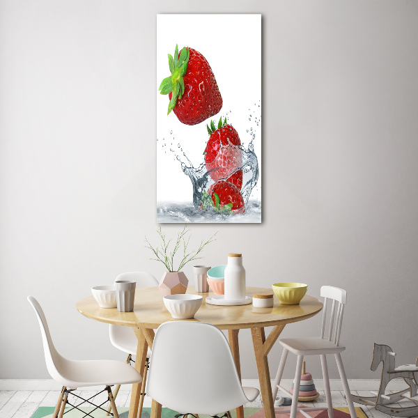 Acrylbild vertikal Erdbeeren