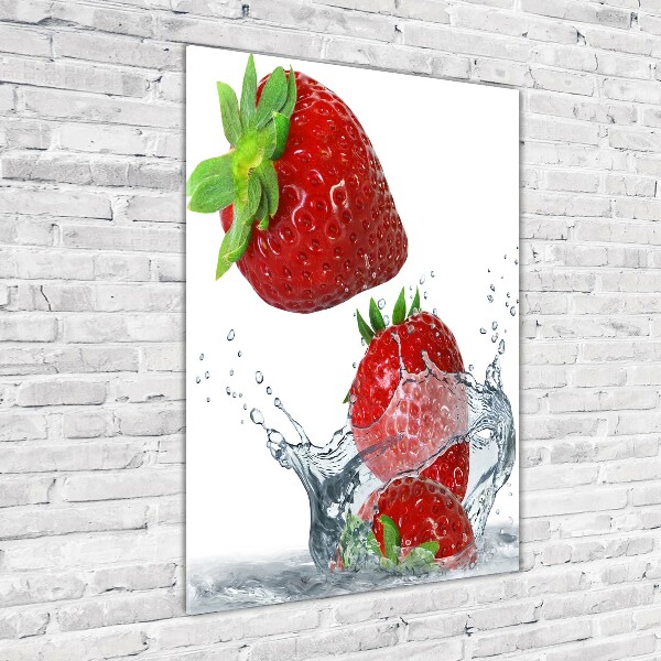 Acrylbild vertikal Erdbeeren