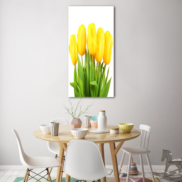 Modernes Acrylbild vertikal Gelbe Tulpen