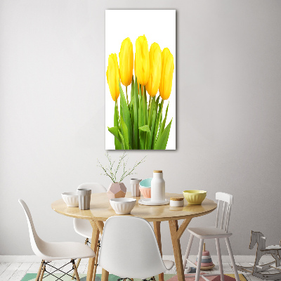 Modernes Acrylbild vertikal Gelbe Tulpen