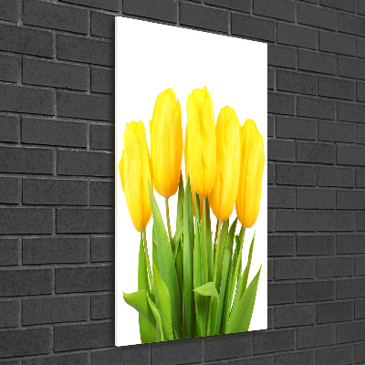 Modernes Acrylbild vertikal Gelbe Tulpen