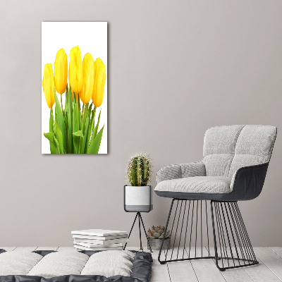 Modernes Acrylbild vertikal Gelbe Tulpen