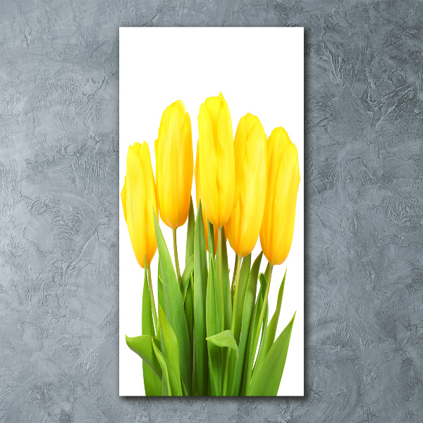 Modernes Acrylbild vertikal Gelbe Tulpen