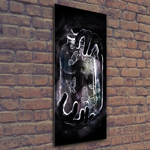 Bild auf Acrylglas vertikal Schmetterlinge im Glas