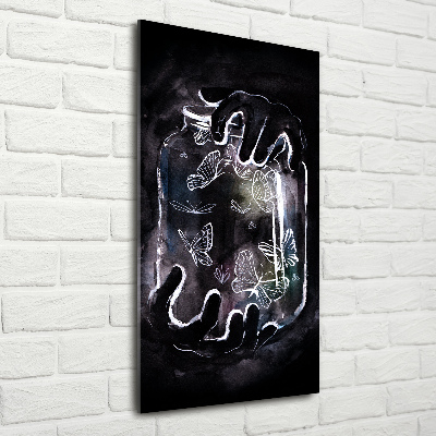 Bild auf Acrylglas vertikal Schmetterlinge im Glas