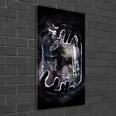 Bild auf Acrylglas vertikal Schmetterlinge im Glas