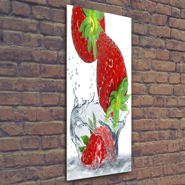 Acrylbild vertikal Erdbeeren