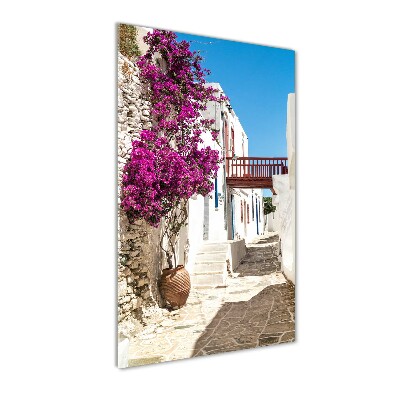 Modernes Acrylbild vertikal Griechische Straßen