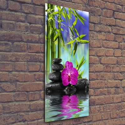 Bild auf Acrylglas vertikal Orchidee und Bambus