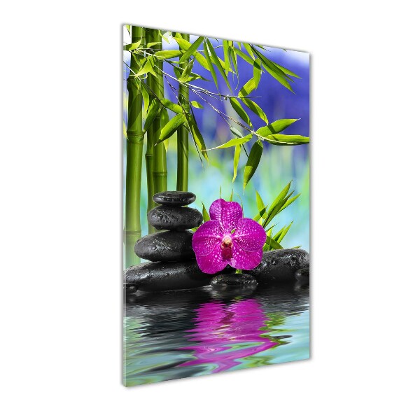 Bild auf Acrylglas vertikal Orchidee und Bambus