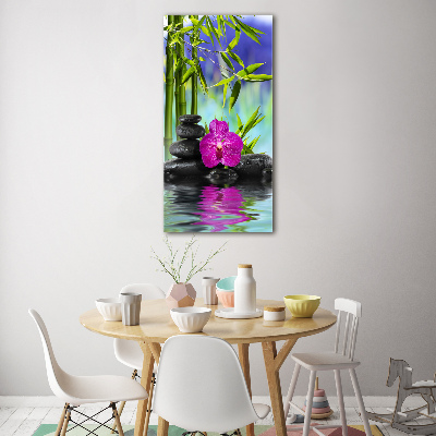 Bild auf Acrylglas vertikal Orchidee und Bambus