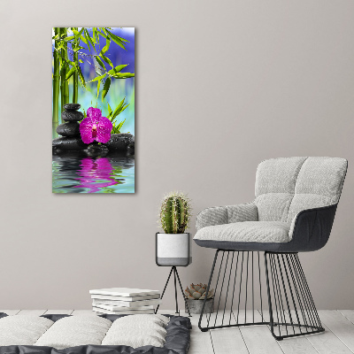 Bild auf Acrylglas vertikal Orchidee und Bambus