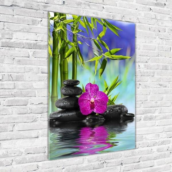 Bild auf Acrylglas vertikal Orchidee und Bambus