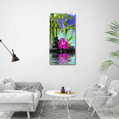 Bild auf Acrylglas vertikal Orchidee und Bambus