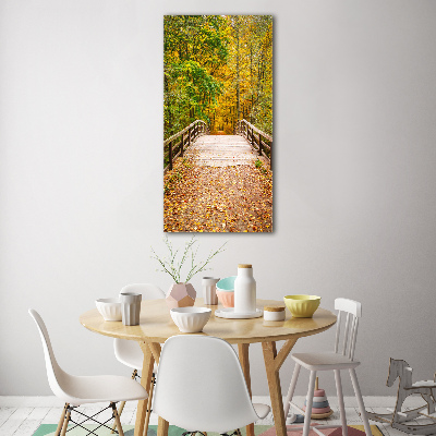 Modernes Acrylbild vertikal Wald im Herbst