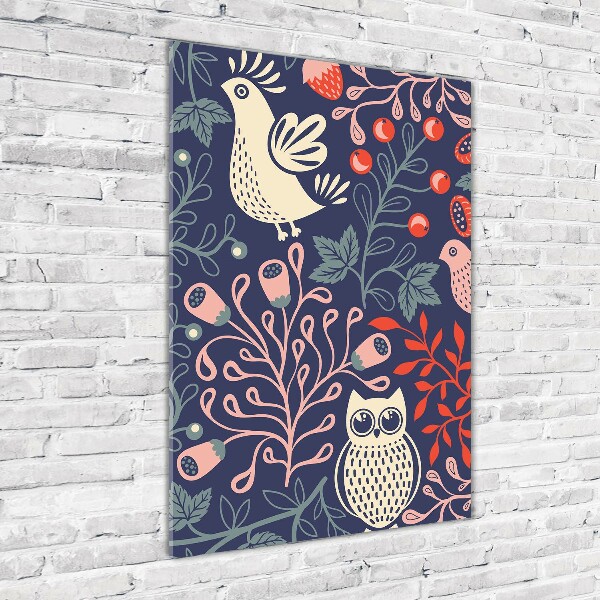 Plexiglasbilder vertikal Hahn, Henne, Eule