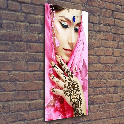 Modernes Acrylbild vertikal Indische Frau