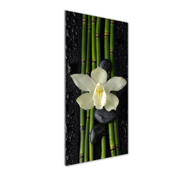 Acrylbild vertikal Orchidee und Bambus